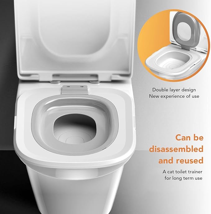 Cat Toilet Training Kit, Reusable Puppy Litter Mat Kitty Urinal Seat, Suitable, Dependable ABS Material, Quick Adaptation Trainer with Easy Cleaning and Disassembly