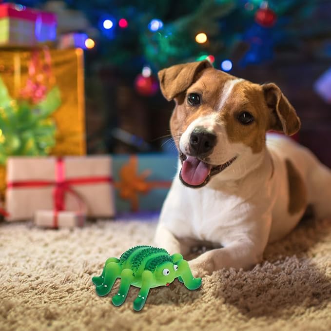 Abaodam Squeaky Pet Chew Toy for Dogs and Cats Small Durable Latex Puppy Teething Plaything Spider and Ladybug Design Interactive Fun