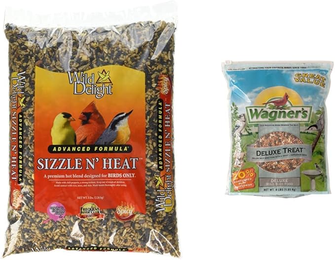 Wild Delight Sizzle N' Heat Bird Food (5 lb) and Wagner's Deluxe Treat Blend Wild Bird Food (4 Pound)