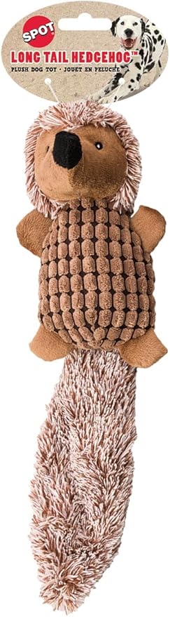 SPOT Ethical Pets 16" Assorted Long Tail Hedgehog Plush Dog Toy for Dog