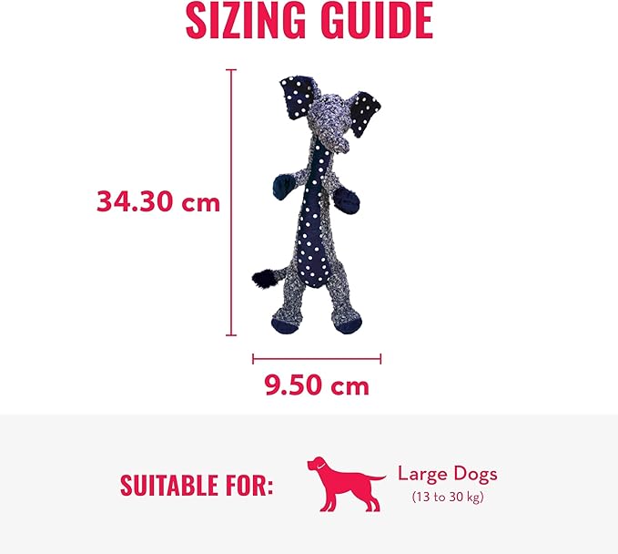 KONG Shakers Luvs Elephant - Long Body for Fetch and Tug - Blue (Large)