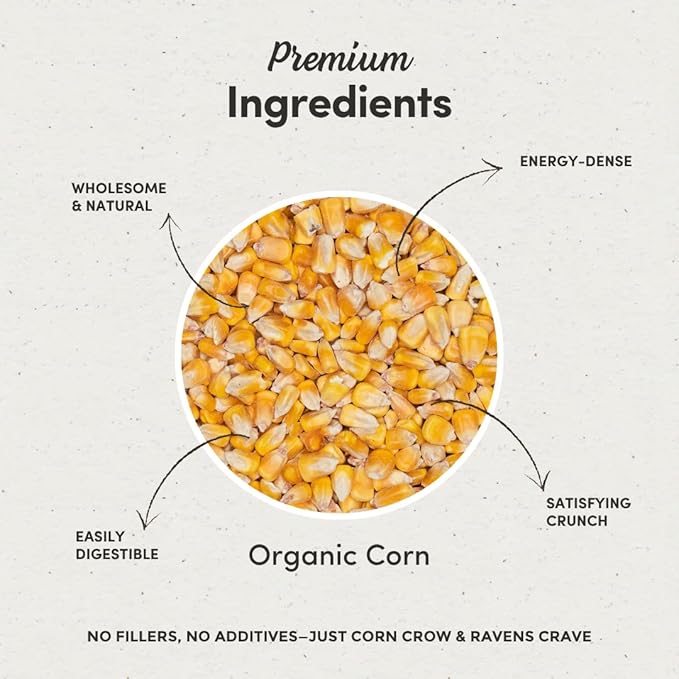 Mycelium Premium Crow Food | 5 LB Organic Corn for Crows, Ravens, & Wild Birds | High-Energy, No-Mess Bird Seed for Outdoor Feeders & Ground Feeding | Non-GMO, Made in USA