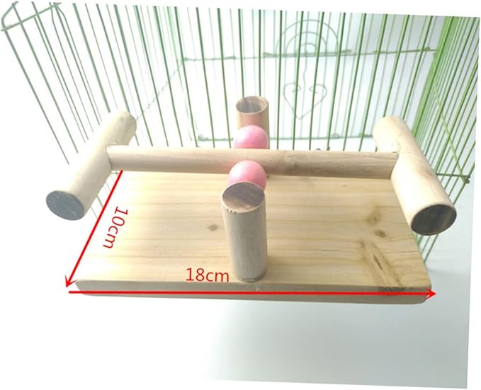 ORFOFE Parrot Hamster Toys Seesaw Climbing Rack Bird Cage Accessory Wooden Toy Random Color