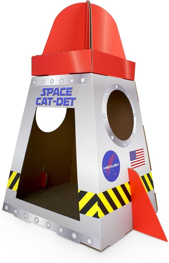 American Cat Club Cat House with Scratcher & Catnip Included - Space Ship