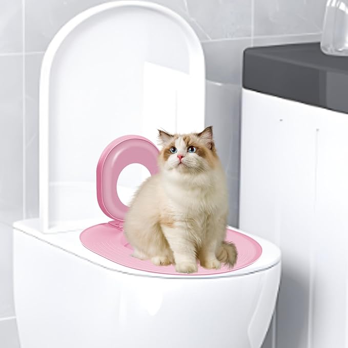 Cat Toilet Seat Trainer Kit Reusable, Cat Toilet Training System with Litter Box, Detachable Design for Easy Cleaning, Pet Potty Training Tool for Cats Kitten