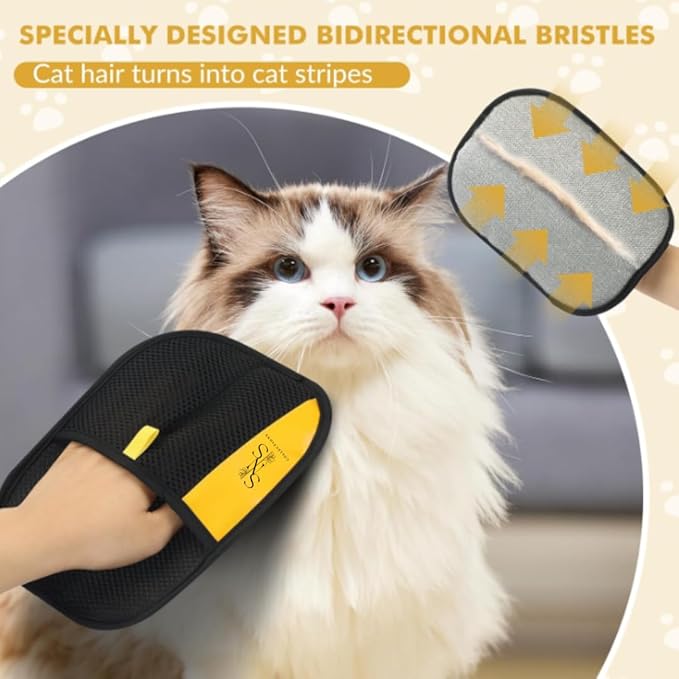 Pet Hair Removal Gloves for Dogs and Cats - Upgraded Reusable Electrostatic Grooming Glove - Easy Pet Hair Remover for Furniture - Clothing Carpet & Car Seats (2)