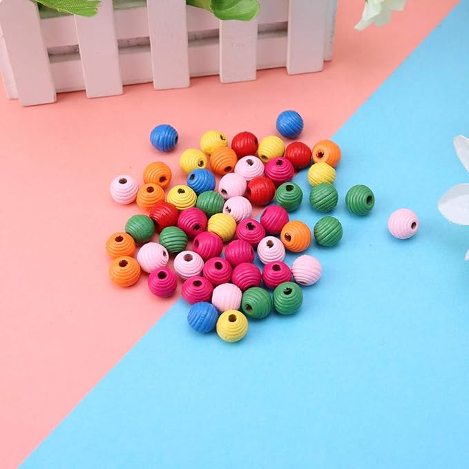 50 Pcs Colorful Wooden Beads for Craft Jewelry Making Bird Educational Toy Chewing Toys Accessories Bird Cage