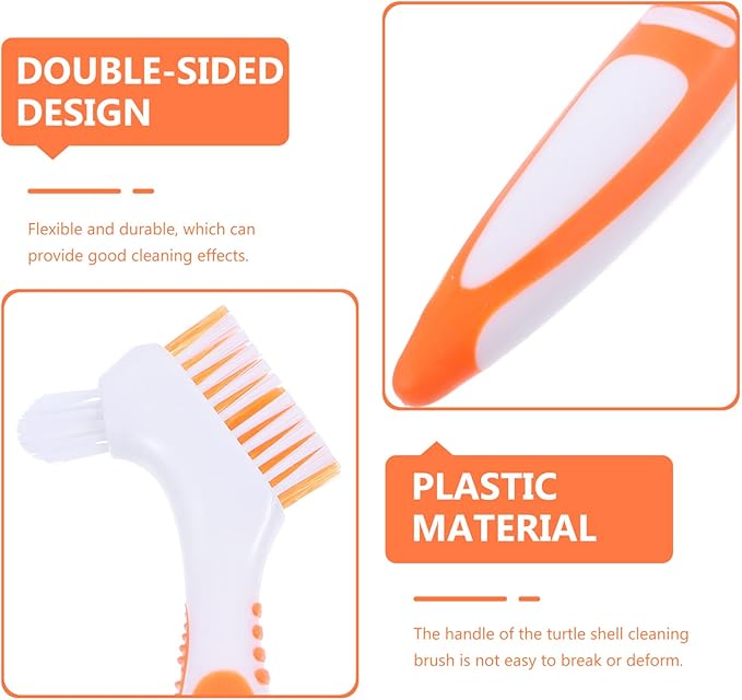 POPETPOP Turtle Shell Cleaning Brush Double-Sided Design with Flexible Bristles for Effective Mud and Dirt Removal on Aquatic Tortoise Shells and Aquarium Pets 6.29X1.96X0.59In