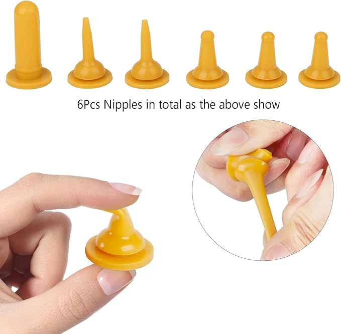 Pet Feeding Bottle and Syringe Set, Pet Nursing Bottle, Silicone Nipples, Feeder Kit for Small Animal, Newborn Puppies and Kittens, Rabbit, Squirrels (Yellow)