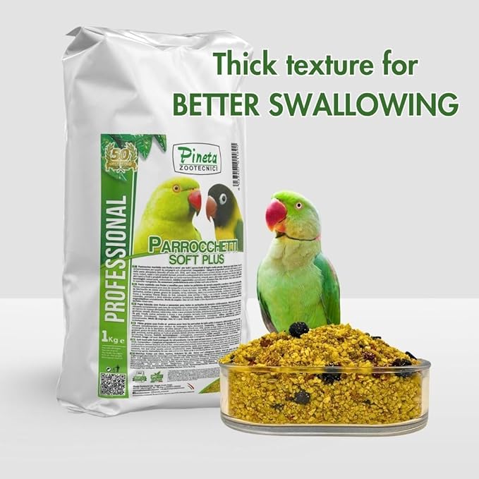 Pineta Parrochetti SoftPlus 1Kg - Breeding Paste for Parrots, Lovebirds, Cockatiels, Rosellas – Nutrient-Rich Fruit & Berry Food – Ideal for Growth, Molting, and Reproduction