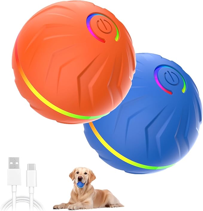 hoehew Vibrating Dog Ball, 2025 New Moving Dog Ball, Upgraded Interactive Dog Ball, Automatic Bouncing Ball Toy for Pet, Shaky Ball Toy for Small Dogs and Cats (b-2pc)
