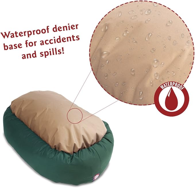 Majestic Pet 32 Inch Poly-Cotton Sherpa Calming Dog Bed Washable 32x18x8 (inch) – Cozy Soft Round Donut Dog Bed with Spine for Head Support - Pet Bed Medium - Green