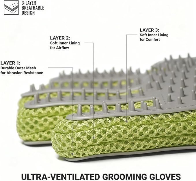 MEUOMIW - Pet Grooming Glove & Hair Remover - Deshedding Brush for Shedding Control - Gentle Massage Mitt for Dogs & Cats with Long and Short Fur - Ideal for Bathing and Grooming (one piece)