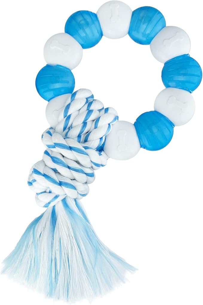 Multipet Canine Clean Peppermint Nubby Ring with Rope for Small Breeds and Puppies, 6 Inches