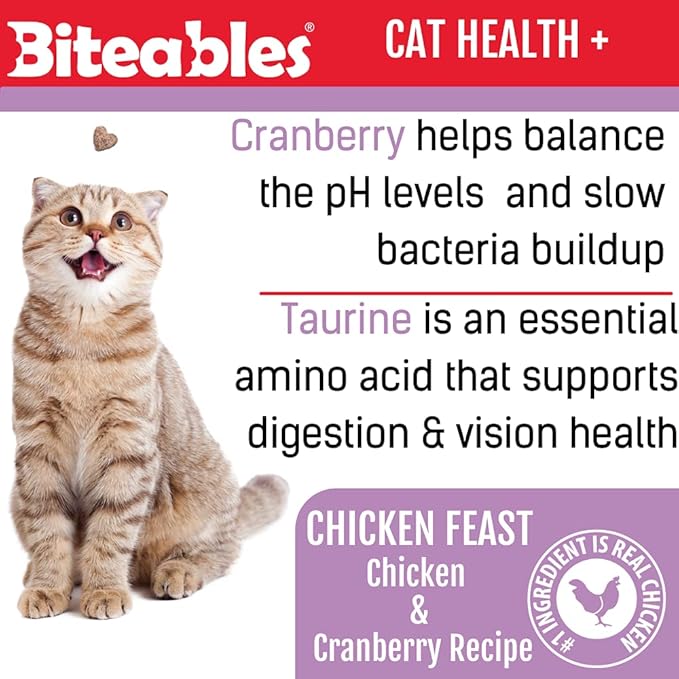 Get Naked Biteables Natural Soft Treats for Cats, Cat Health Plus, Chicken Feast Recipe, 3 oz, 1 Pouch (Pack of 2)