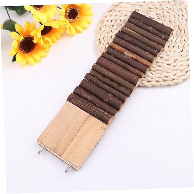 Hemoton Wooden Hamster Ladder Bridge Toy 7cm x 27cm Small PET Climbing Chew Toy for Hamsters Parrots and Birds for Cage Accessories and Interactive Play