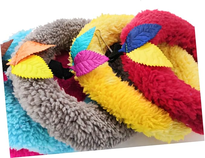 COLLBATH Bird Cage Toys Parrot Perch Toy Pet Ring Soft Plush Bird Swing for Conures Cage Decor