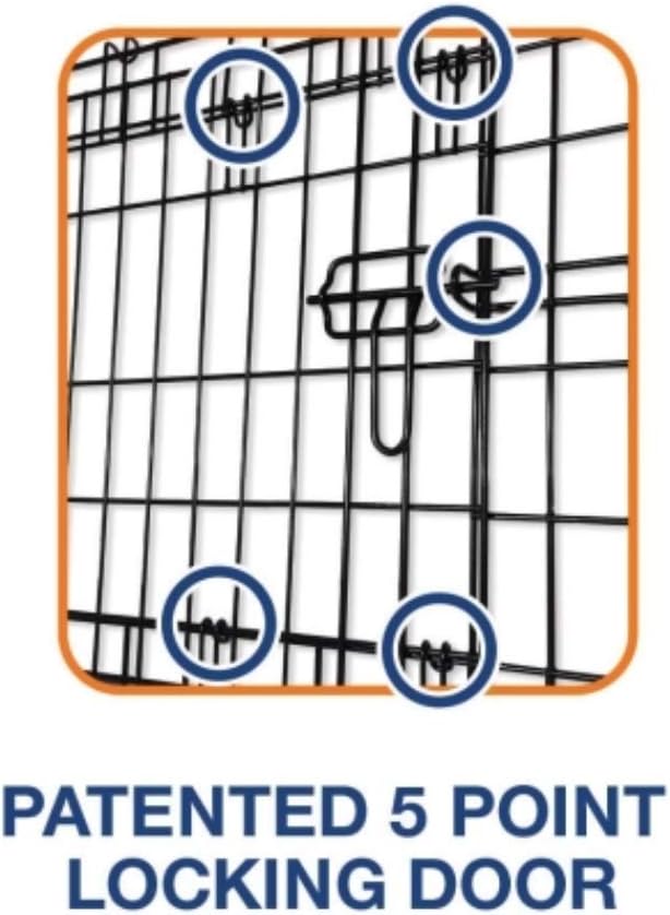 Precision Pet Products Two Door Great Crate Wire Dog Crate, 42 Inch, For Pets 70-90 lbs, With 5-Point Locking System