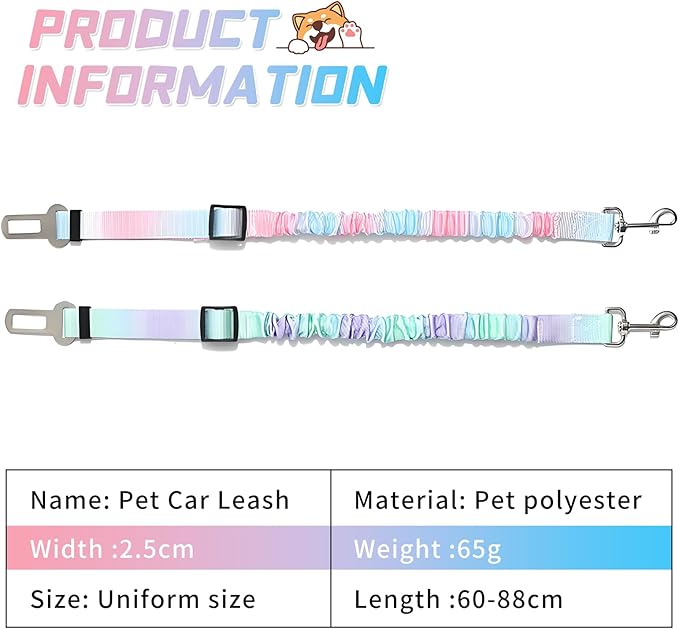 2-Pack Pet Car Seat Belt Leash - Adjustable Dog Safety Harness for Small, Medium & Large Dogs, Vehicle Seat Belt Tether with Quick Clip & Cleaning Brush Set ﻿