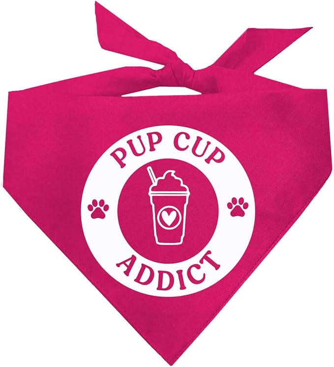 Pup Cup Addict Pupuccino Dog Bandana (Hot Pink, XS 1106)