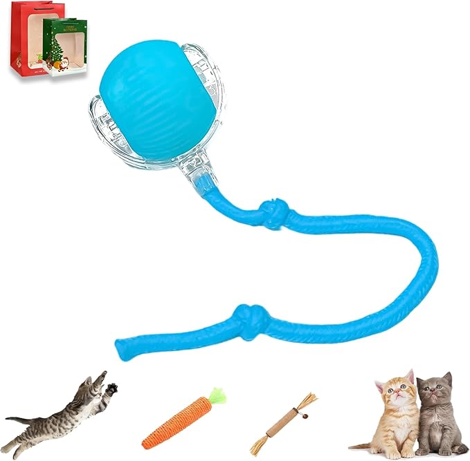 2026 New Generation Interactive Cat Toys Indoor, 360° Smart Automatic Cat Ball Three Modes with Long-Lasting Durability, for All Cats & Dogs (Blue, No Wake)