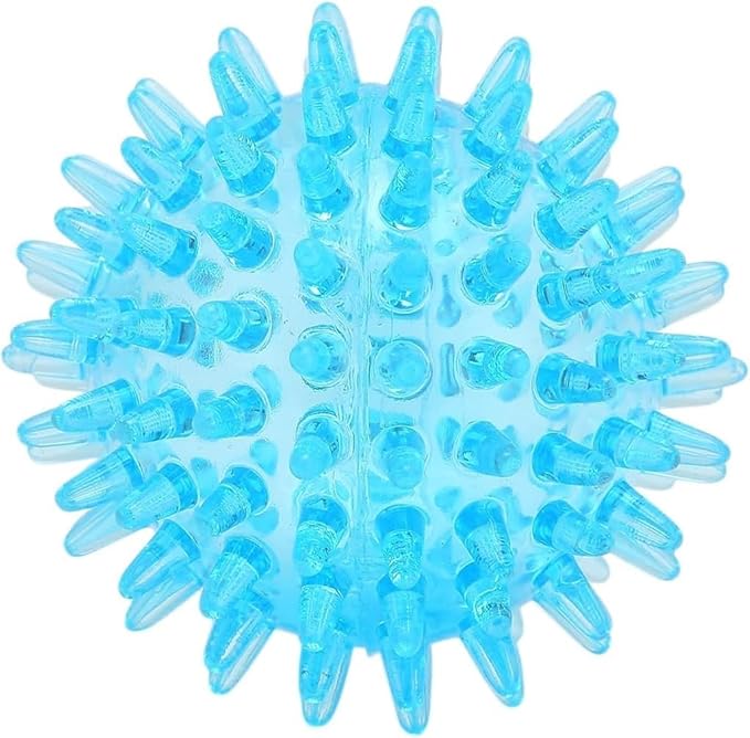Soft Transparent Spiky Dog Chew Ball, 6.5 CM, Blue Bite Resistant Training Toy for Puppies and Cats Tool