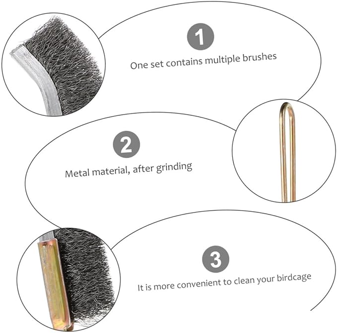 2pcs Copper Pet Cage Cleaning Brush Handle Bird Cage Brush for Easy Cleaning of Parrot and Bird Wire and Copper Material for Sturdy Use