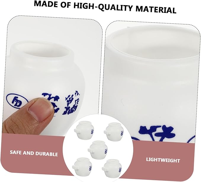 VOSAREA 5pcs Small Round Parrot Food Bowl Set with Blue and White Porcelain Pattern Bird Water Cup Bird Cage Feeder for Cockatiel Parakeet Pet Supplies