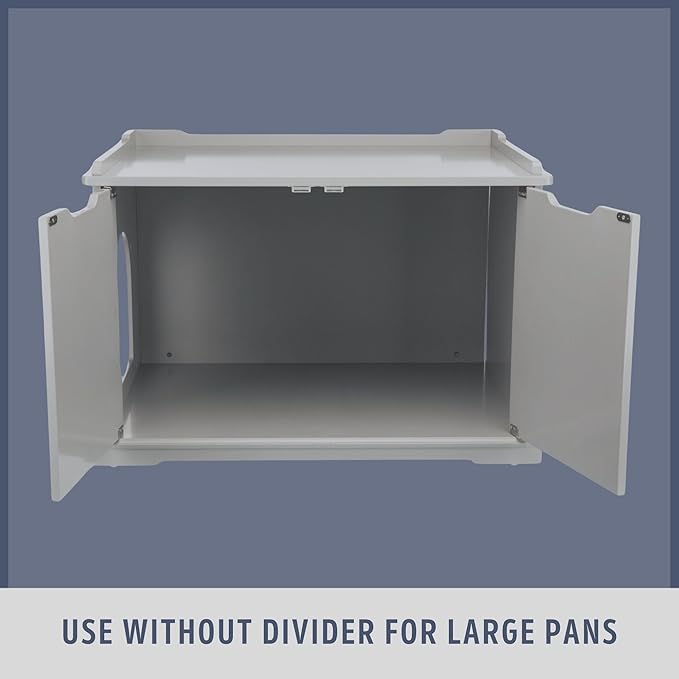 Trixie XL Furniture Litter Box Enclosure (Gray), Hidden Litter Box for Cats with Openings on Either Ends & Large Ventilations Slots, Double Doors for Easy Cleaning, Removable Divider