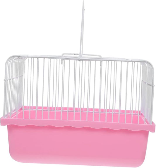 Yardwe Portable Bird Carrier Cage for Lovebirds and Parakeets Lightweight Plastic Travel Cage Transparent Window for Small Birds and Pets
