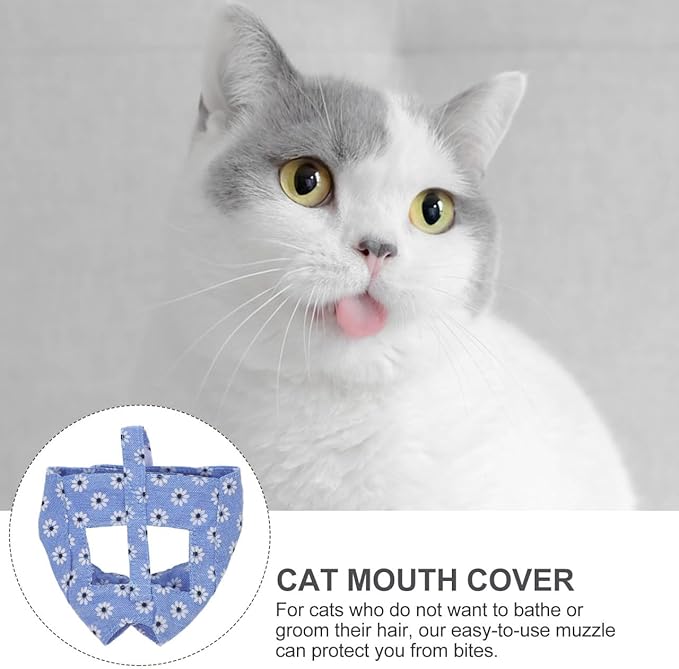 Breathable Cat Mouth Cover Muzzle for Grooming Bathing Nail Trimming and Medicine Feeding Small Size 4.33X3.14X2.75 Inch Pet Safety Face Guard