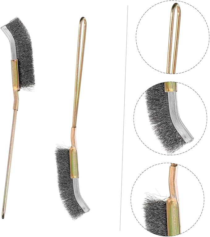 LIOOBO 2Pcs Bird Cage Cleaning Brushes Copper Long Handle for Easy pet Cages Wire Brush for Bird Owners