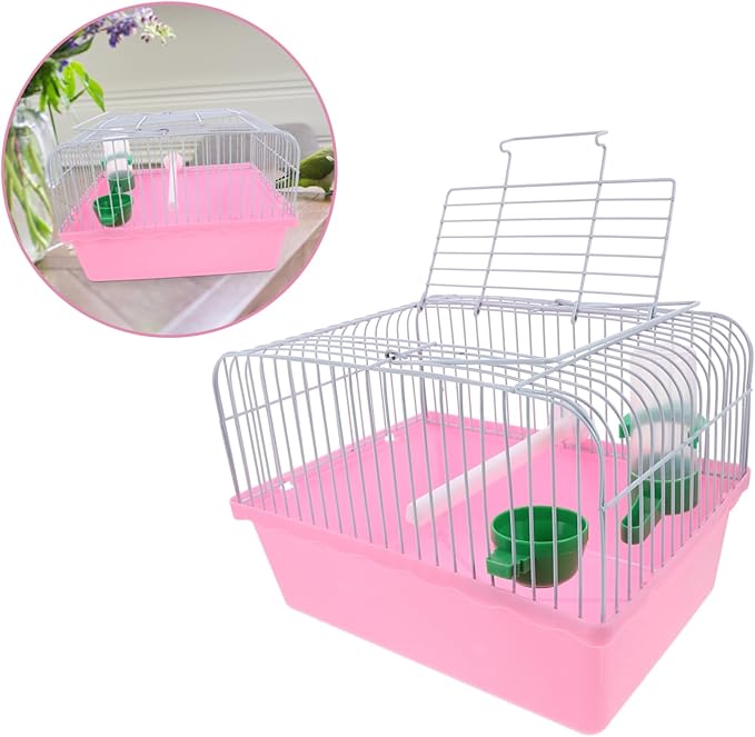Abaodam Portable Bird Cage with Food Box and Water Dispenser Lightweight Travel Carrier for Birds Spacious Design for Comfortable Travel and Easy Maintenance