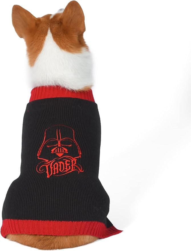 Star Wars Darth Vader Dog Sweater - Knit Pet Outerwear for Dogs - Officially Licensed Dog Apparel & Accessories, Black, Size Extra Small