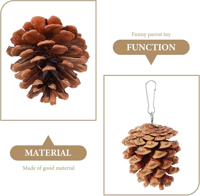 POPETPOP Hanging Parrot Chewing Toy Natural Pine Cone Bird Cage Toy for Foraging and Beak Exercise Durable Bite-Resistant Plaything for Parakeets Cockatiels Conures