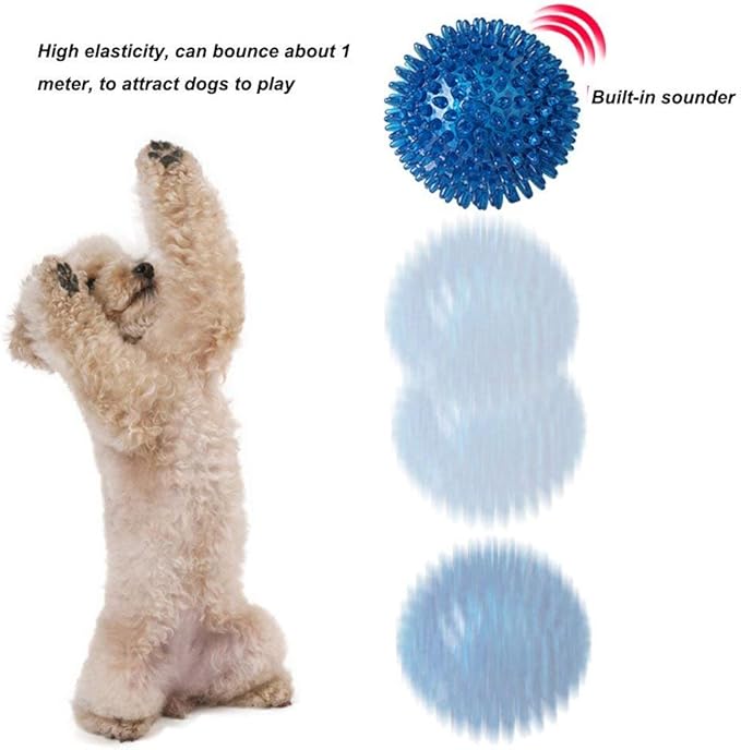 3 Pcs Pet Squeaky Chewing Balls Puppy Chew Toys Soft Stab Balls Cleaning Teeth Toys Play Balls with High Bounce for Large Medium Small Pet Dog Cat