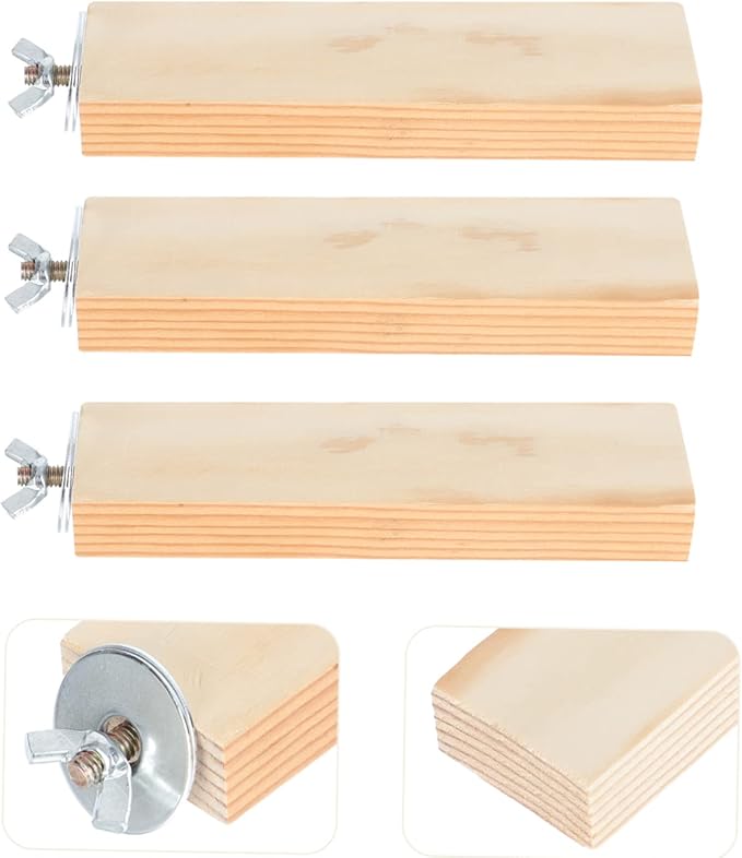 3 Pack Hamster Wooden Platform Toy Safe Bird Cage Accessory Natural Wood Climbing Supplies Hamster Toy Home Dec