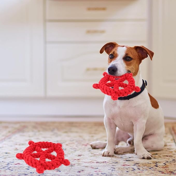 RCFINE Dog Rope Toy Dog Chew Toys Nautical Wheel Shaped Pet Chew Rope Toy Gift for Dog Cat (Blue)