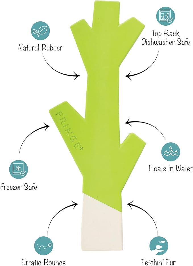 Fringe Studio Stick with ME Lime/White Rubber Dog Toy, Pet Shop Collection (518034)