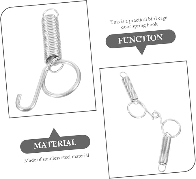 FRCOLOR 20pcs Cage Door Spring Hook Fixed Hanger for Pigeon and Cages High Elastic Material Easy to Install Secure Accessory