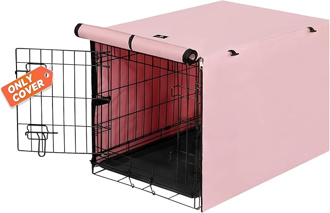 X-ZONE PET Double Door Dog Crate Cover - Polyester Pet Kennel Cover Fits 24 inches Wire Dog Cage Pink