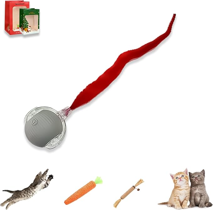 2026 New Generation Interactive Cat Toys Indoor, 360° Smart Automatic Cat Ball Three Modes with Long-Lasting Durability, for All Cats & Dogs (Gray, Wake C)