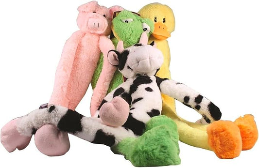 Large Extra Long Legs Over Sized Plush Animal Themed Dog Toys 27 inch Multiple Squeakers (One Discounted Toy - Random Color)