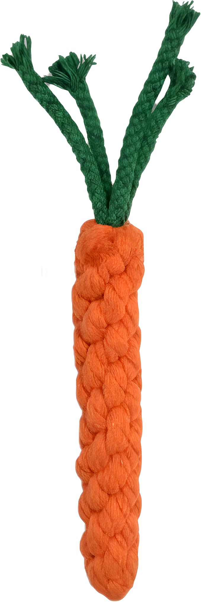Handmade Braided Carrot Shape Chew Toy, Orange with Green Leaves, 8.66 Inch Length, Durable Pet Dental Toy, (1 Piece Set)