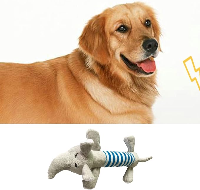 TOPINCN Dog Plush Toy, Clean Teeth Cleaning Striped Animal Flexible Dog Squeaky Plush Toy with 4 Legs for Cat for Outdoor (Elephant)