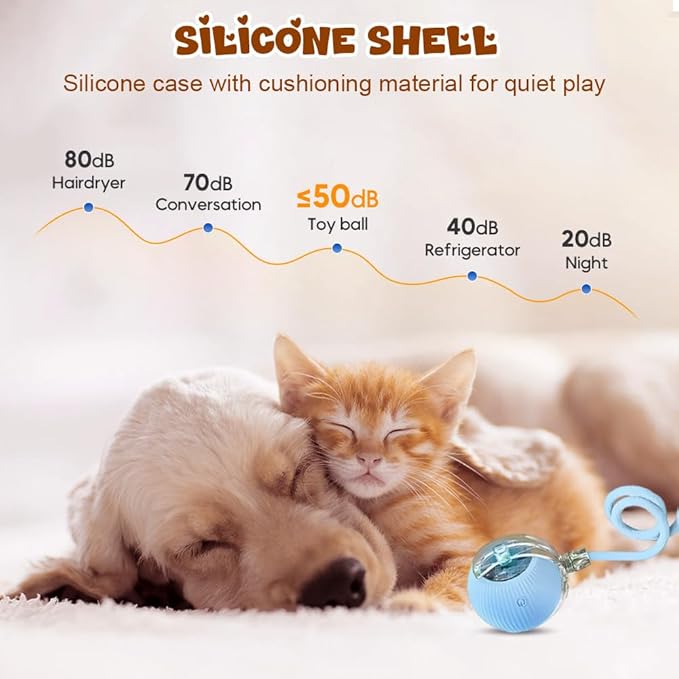 Interactive Cat Toys Ball for Indoor Cats, 2025 New Cat Toy, Automatic Moving Cat/Dog Balls, Electric Rolling Ball Toy for Bored Indoor Adult Cats,Dogs (Gray)