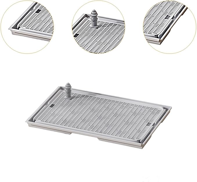 Pee Dog Toilet Pet Potty with Guide Post Anti Splashing Pet Litter Pan Leakproof Puppy Pee Pad Litter Tray Bunny Indoor, Light Grey