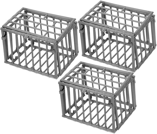 Mipcase 3pcs Mini Animal Pen Model Small Hamster Cage Birdcage Decor Rat Toy Guinea Pig Cage Accessory
