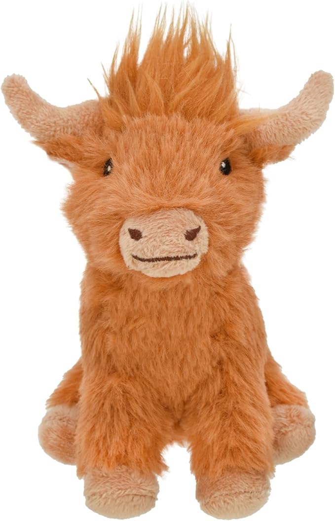 Multipet Highland Cow Plush Dog Toy 2-Pack – Soft Squeaky Farm Animal Toy for Dogs – Assorted Colors (5")