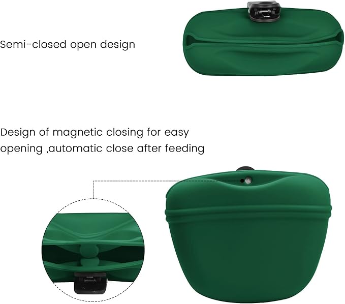 AUDWUD Silicone Dog Treat Pouch,with Dog Training Clicker,Clip on Portable Training Container,Convenient Magnetic Buckle Closing and Upgraded Waist Clip for Enhanced Stability